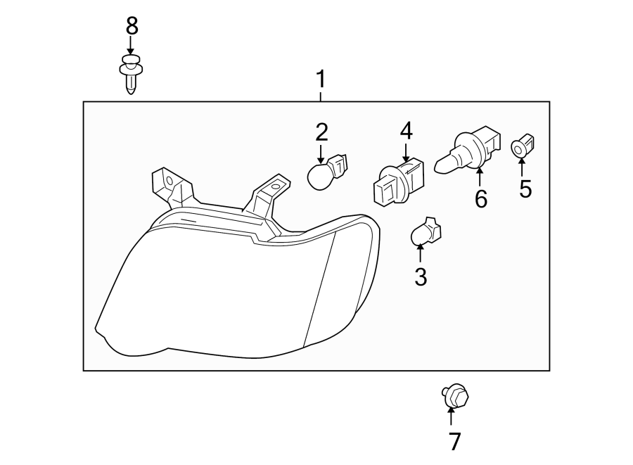 Diagram FRONT LAMPS. HEADLAMP COMPONENTS. for your Ford