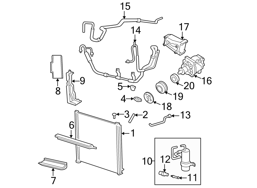 Diagram AIR CONDITIONER & HEATER. COMPRESSOR & LINES. CONDENSER. for your 2002 Ford Ranger   