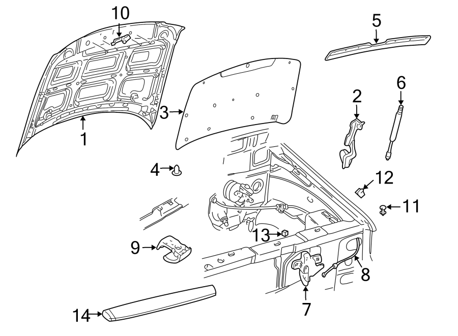 Diagram HOOD & COMPONENTS. for your 2013 Ford F-150   