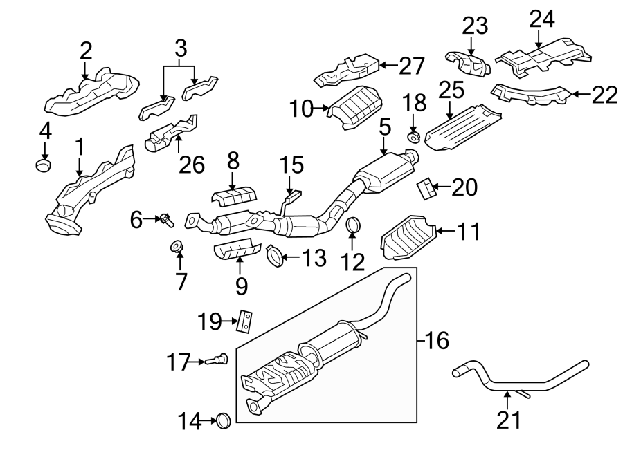 Diagram EXHAUST SYSTEM. EXHAUST COMPONENTS. for your Lincoln MKZ  