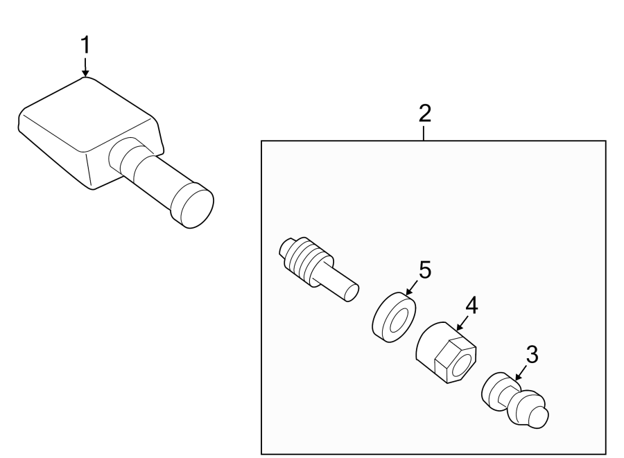Diagram TIRE PRESSURE MONITOR COMPONENTS. for your 2022 Ford Transit-350 3.5L EcoBoost V6 A/T RWD Base Extended Cargo Van 