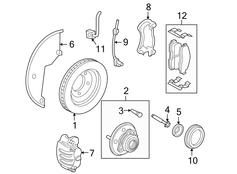 Diagram FRONT SUSPENSION. BRAKE COMPONENTS. for your 2010 Ford F-150 4.6L V8 A/T 4WD XL Extended Cab Pickup Fleetside 