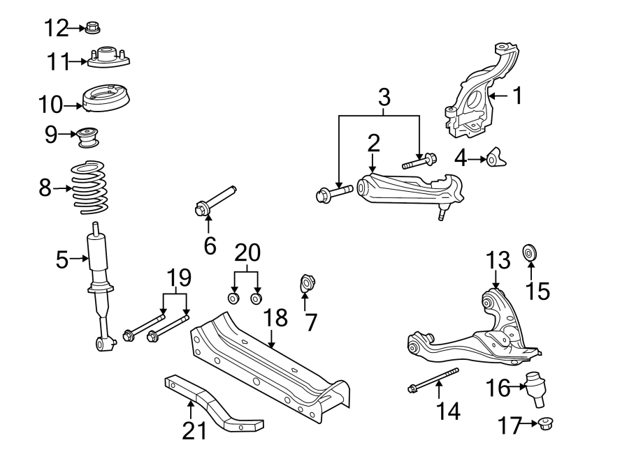 Diagram FRONT SUSPENSION. SUSPENSION COMPONENTS. for your 2015 Lincoln MKZ Hybrid Sedan  