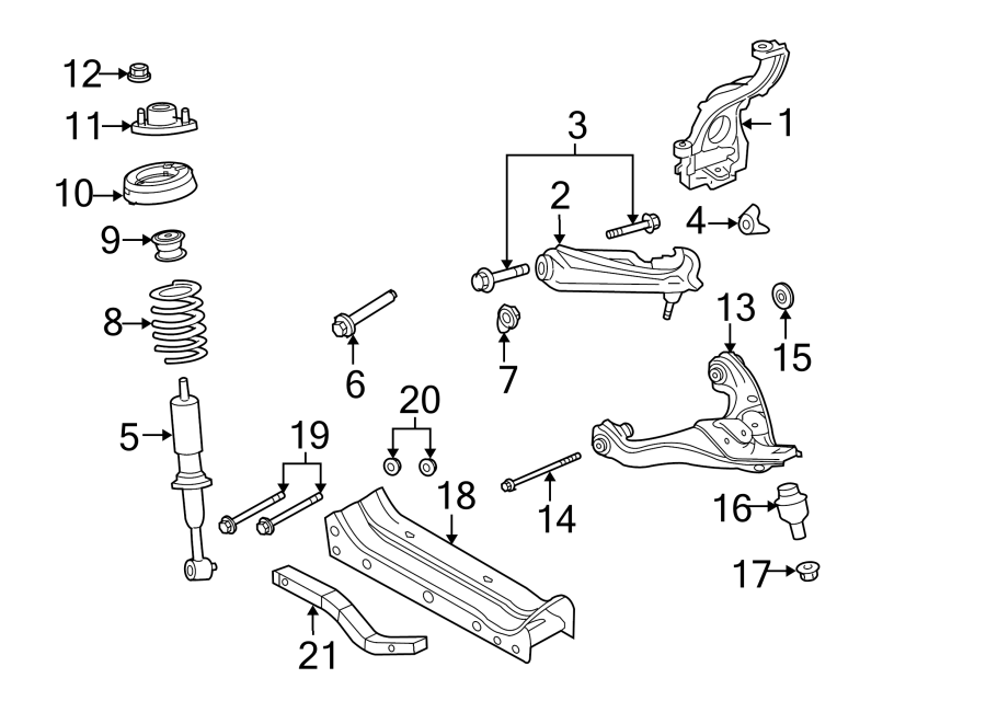 Diagram FRONT SUSPENSION. SUSPENSION COMPONENTS. for your 2015 Lincoln MKZ Hybrid Sedan  