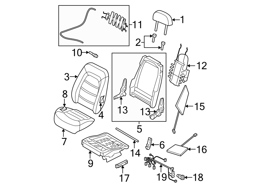 Diagram SEATS & TRACKS. FRONT SEAT COMPONENTS. for your Ford