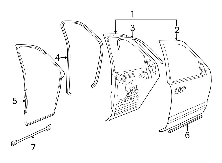 Diagram FRONT DOOR. DOOR & COMPONENTS. for your Ford Explorer  