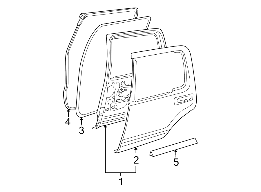 Diagram REAR DOOR. DOOR & COMPONENTS. for your 1986 Ford F-150   