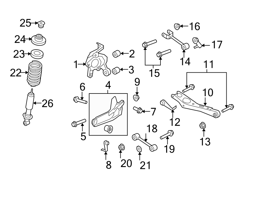 Diagram REAR SUSPENSION. SUSPENSION COMPONENTS. for your 2010 Ford Explorer   