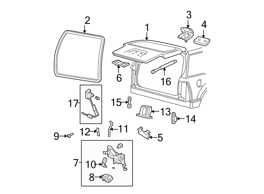 Diagram LIFT GATE. GATE & HARDWARE. for your Ford Explorer  