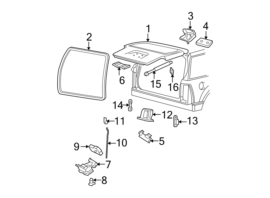 Diagram LIFT GATE. GATE & HARDWARE. for your 2003 Ford F-150 5.4L Triton V8 CNG M/T RWD XLT Crew Cab Pickup Stepside 