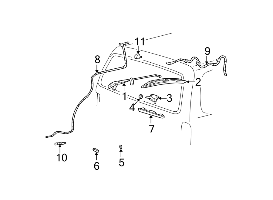 Diagram LIFT GATE. WIPER & WASHER COMPONENTS. for your 2012 Ford E-250 5.4L Triton V8 LPG A/T Base Extended Cargo Van 