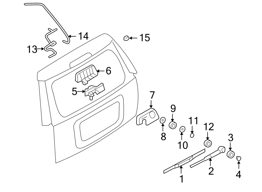 Diagram LIFT GATE. WIPER & WASHER COMPONENTS. for your 2002 Ford Escape   