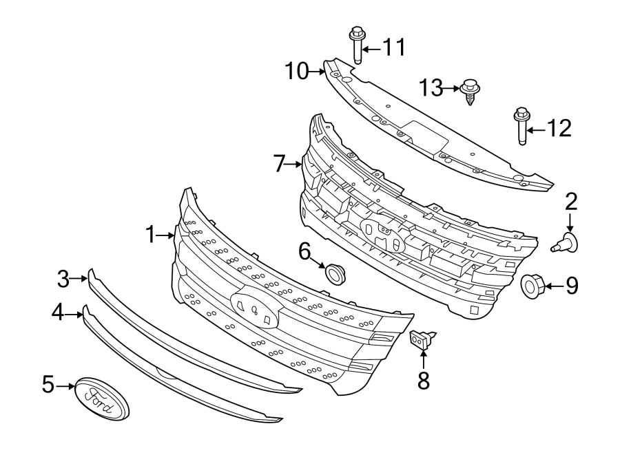 Diagram GRILLE & COMPONENTS. for your 2019 Lincoln MKZ Reserve II Sedan  