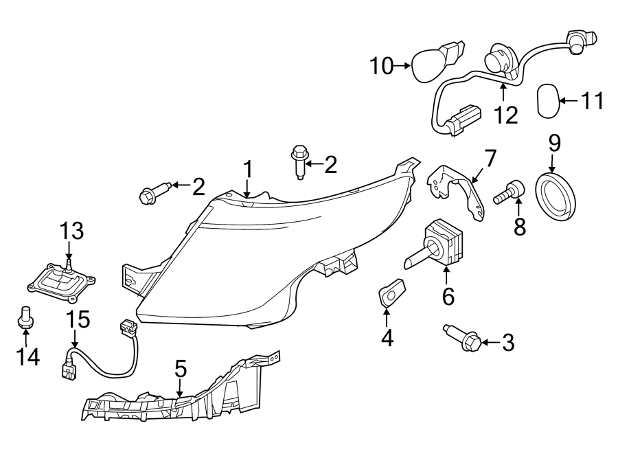 Diagram FRONT LAMPS. HEADLAMP COMPONENTS. for your 2019 Ford F-150 5.0L V8 FLEX A/T 4WD XL Extended Cab Pickup Fleetside 