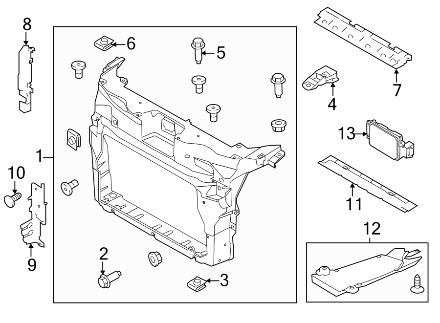 Diagram RADIATOR SUPPORT. for your 2017 Lincoln MKZ Reserve Sedan 2.0L EcoBoost A/T FWD 