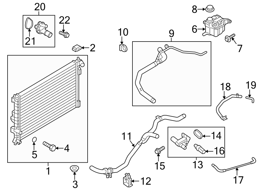 Diagram RADIATOR & COMPONENTS. for your 2015 Lincoln MKZ   