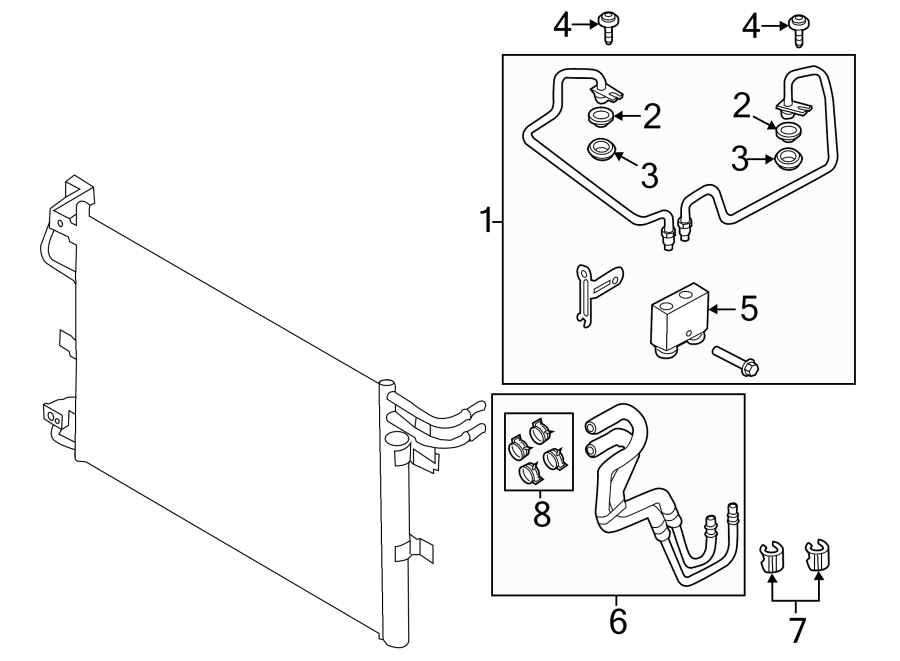 Diagram TRANS OIL COOLER. for your 2014 Ford F-150 6.2L V8 A/T RWD FX2 Extended Cab Pickup Fleetside 