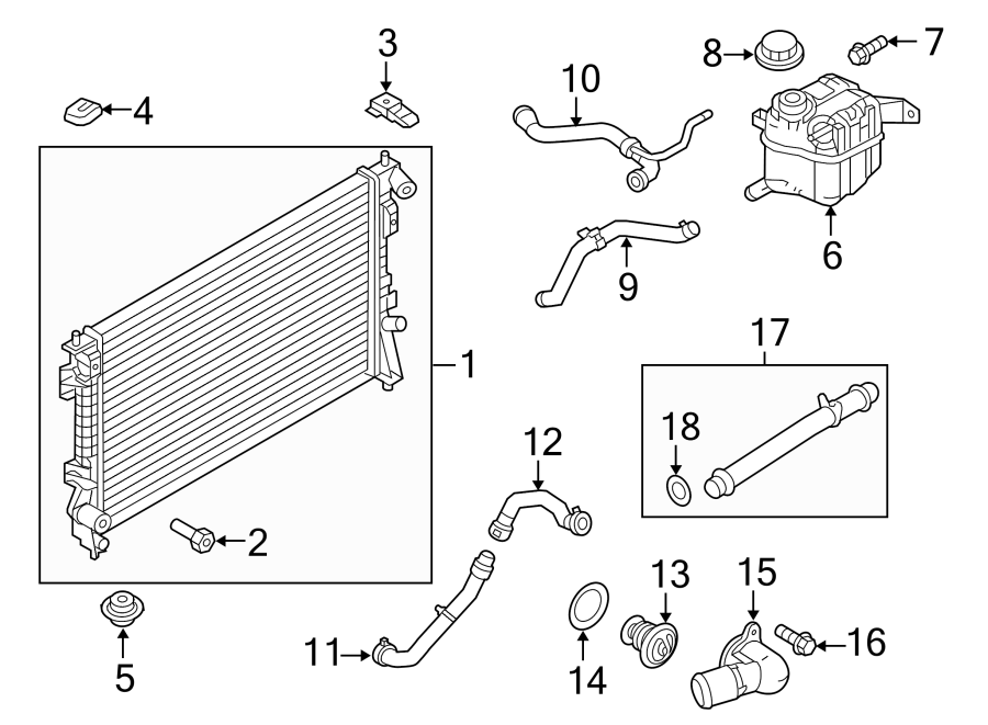 Diagram RADIATOR & COMPONENTS. for your 1992 Ford F-150   