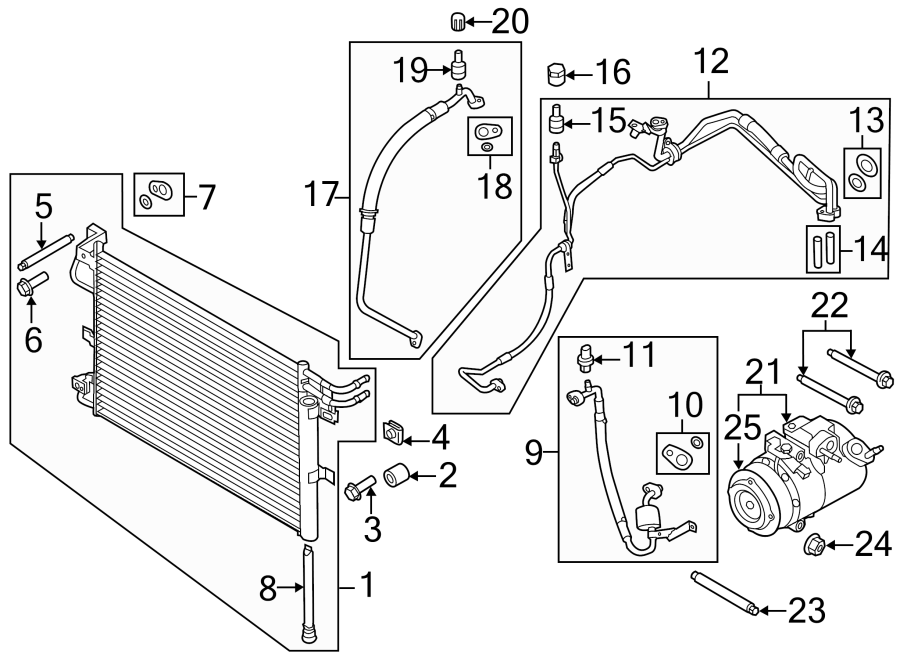 Diagram AIR CONDITIONER & HEATER. COMPRESSOR & LINES. CONDENSER. for your Ford Explorer  