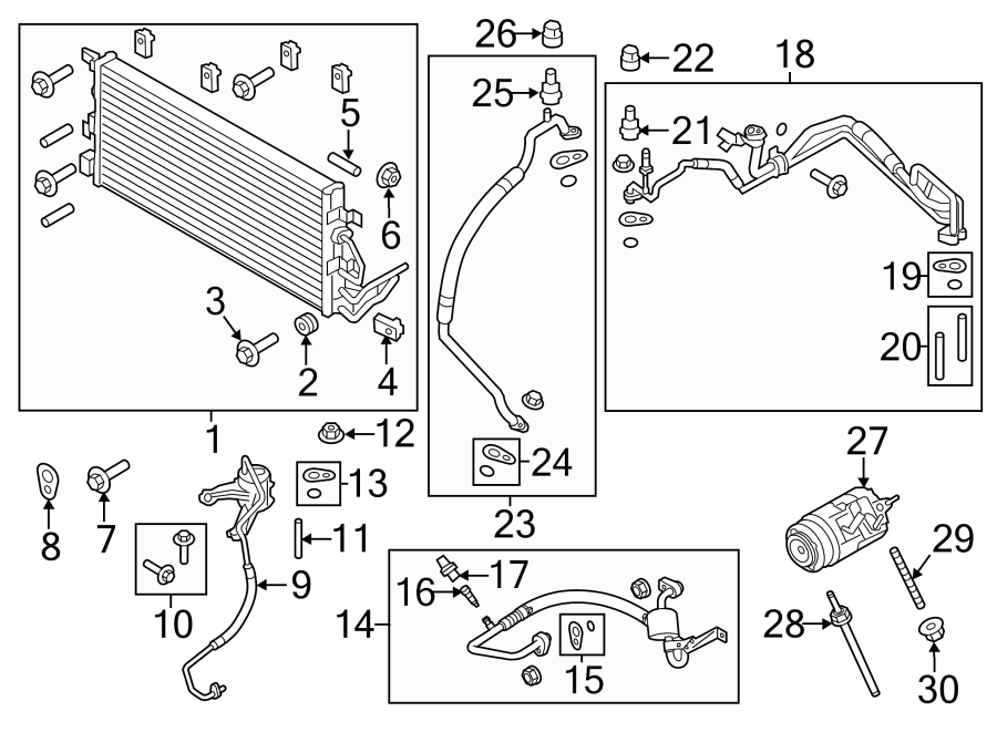 Diagram AIR CONDITIONER & HEATER. COMPRESSOR & LINES. CONDENSER. for your 2008 Lincoln MKZ   