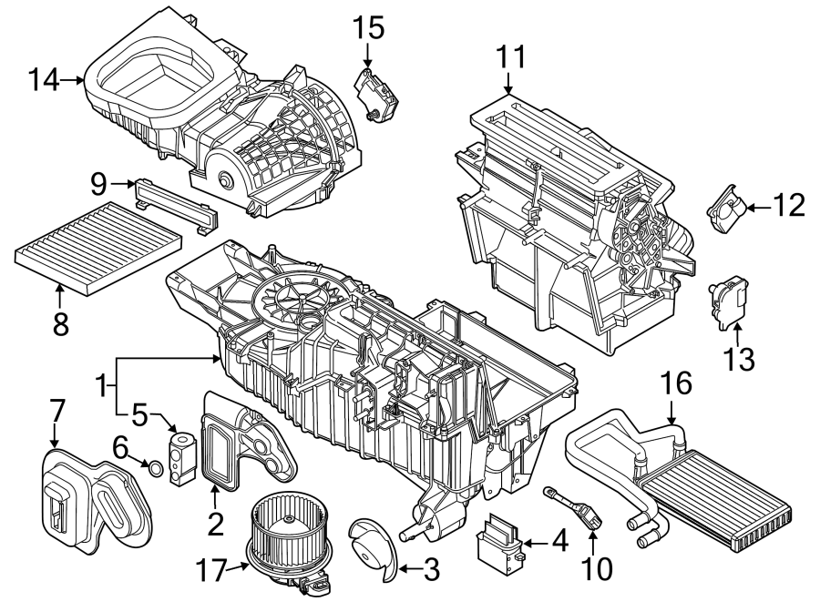 Diagram AIR CONDITIONER & HEATER. EVAPORATOR COMPONENTS. for your 2012 Ford Explorer   