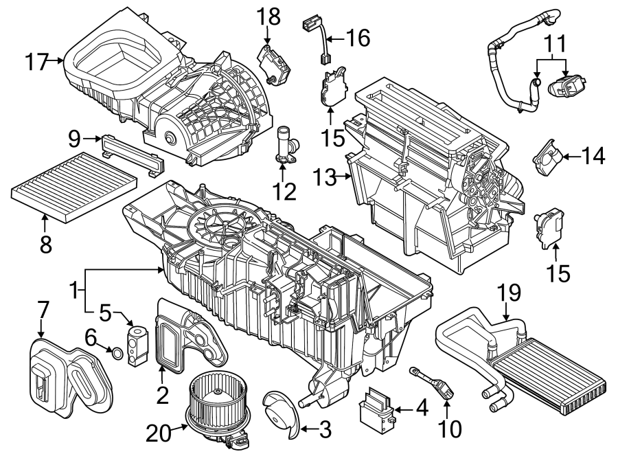 Diagram AIR CONDITIONER & HEATER. EVAPORATOR COMPONENTS. for your 2007 Ford Explorer   