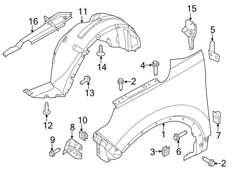 Diagram FENDER & COMPONENTS. for your Ford