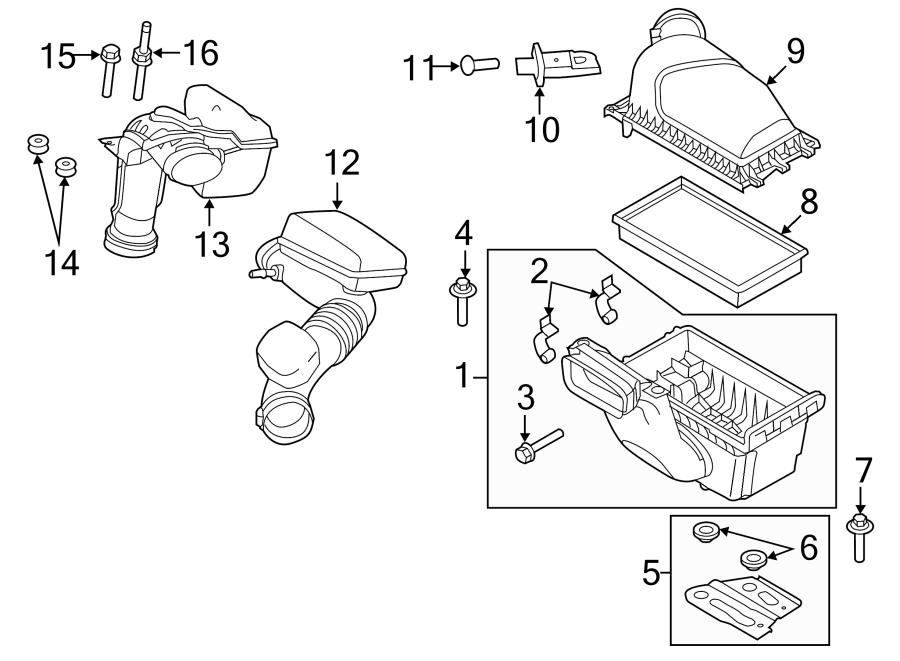 Diagram ENGINE / TRANSAXLE. AIR INTAKE. for your 2014 Ford F-150 6.2L V8 A/T 4WD XLT Crew Cab Pickup Fleetside 