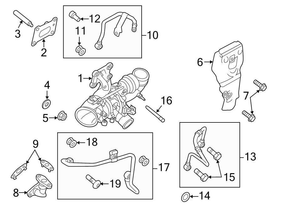 Diagram ENGINE / TRANSAXLE. TURBOCHARGER & COMPONENTS. for your 2014 Ford E-150   