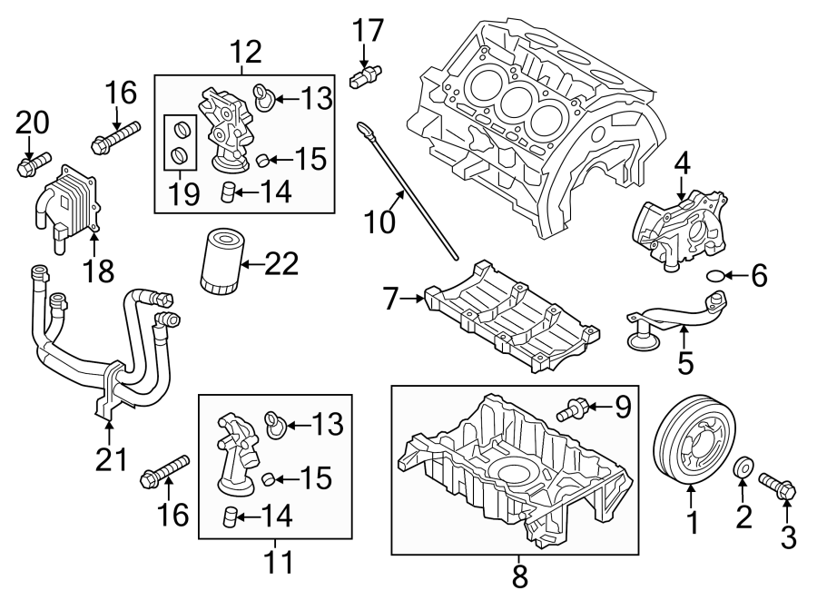 Diagram ENGINE / TRANSAXLE. ENGINE PARTS. for your Ford