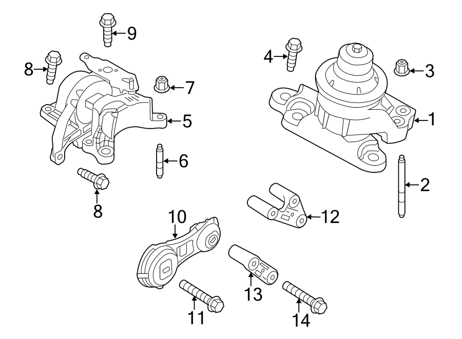 Diagram ENGINE / TRANSAXLE. ENGINE & TRANS MOUNTING. for your 2019 Ford F-150 3.5L EcoBoost V6 A/T 4WD Lariat Crew Cab Pickup Fleetside 