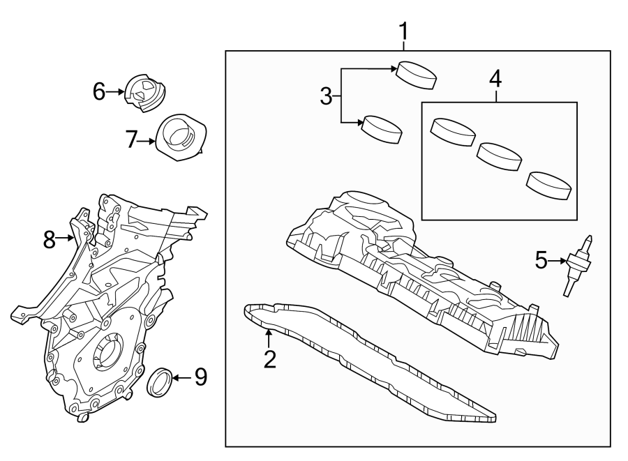 Diagram ENGINE / TRANSAXLE. VALVE & TIMING COVERS. for your 2013 Lincoln MKZ Base Sedan 2.0L EcoBoost A/T FWD 