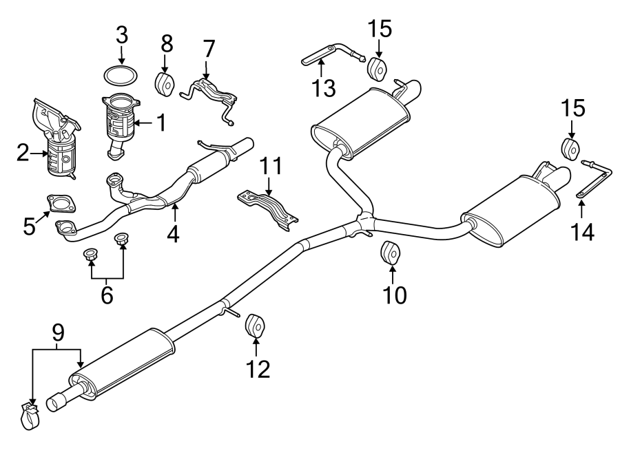 Diagram EXHAUST SYSTEM. EXHAUST COMPONENTS. for your 2015 Lincoln MKZ Black Label Sedan 3.7L Duratec V6 A/T FWD 