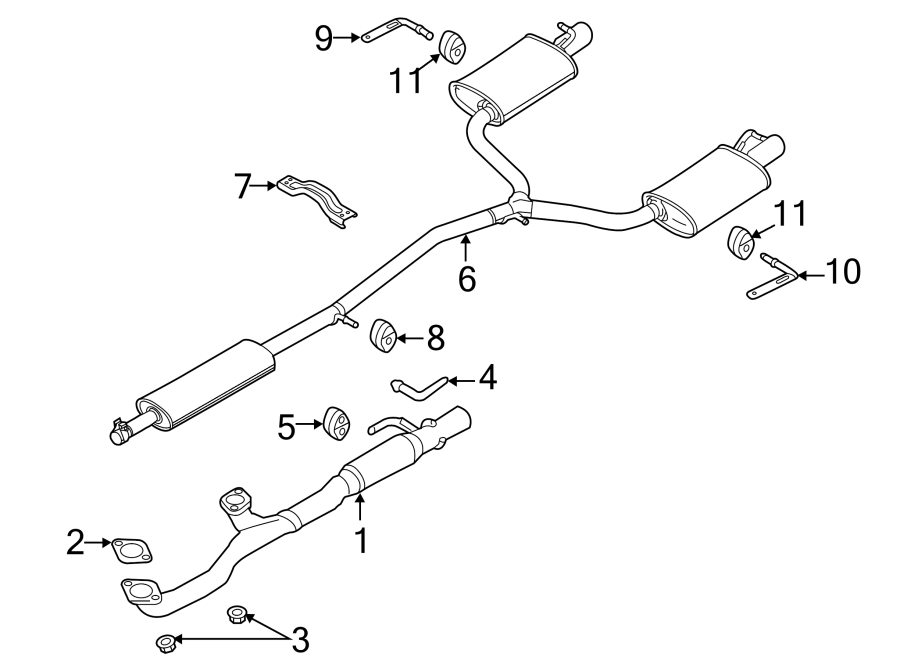 Diagram EXHAUST SYSTEM. EXHAUST COMPONENTS. for your 2019 Lincoln MKZ Reserve I Sedan  