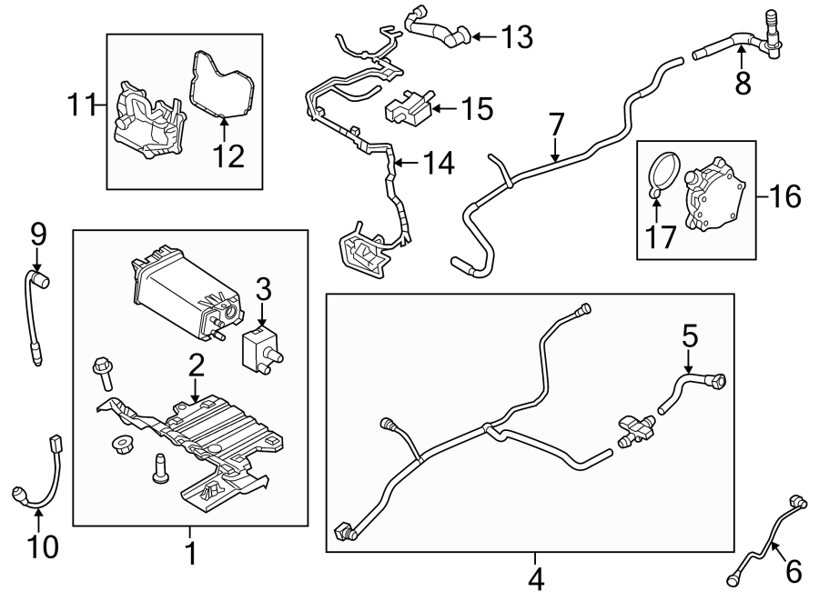 Diagram EMISSION SYSTEM. EMISSION COMPONENTS. for your 2014 Lincoln MKZ Hybrid Sedan  