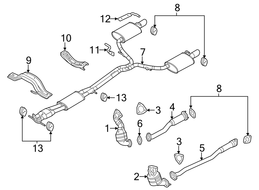 Diagram EXHAUST SYSTEM. EXHAUST COMPONENTS. for your Ford Bronco  