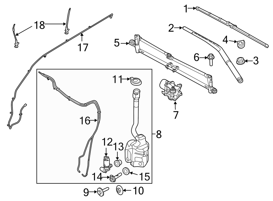 Diagram WINDSHIELD. WIPER & WASHER COMPONENTS. for your 2011 Lincoln MKZ   