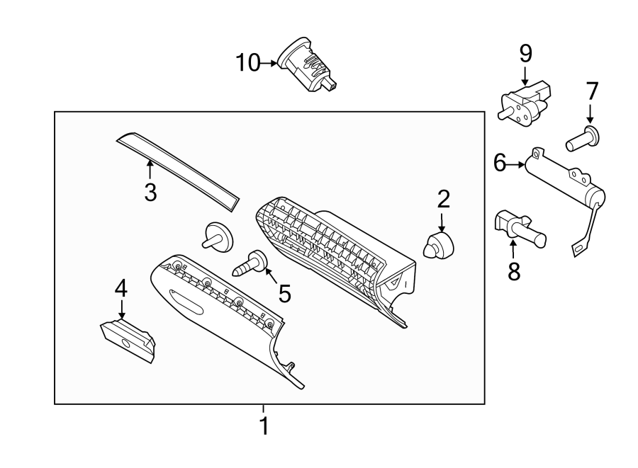 Diagram INSTRUMENT PANEL. GLOVE BOX. for your 2010 Ford Explorer   