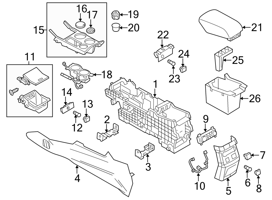 Diagram CONSOLE. for your 2014 Ford F-150 5.0L V8 FLEX A/T RWD XLT Extended Cab Pickup Fleetside 