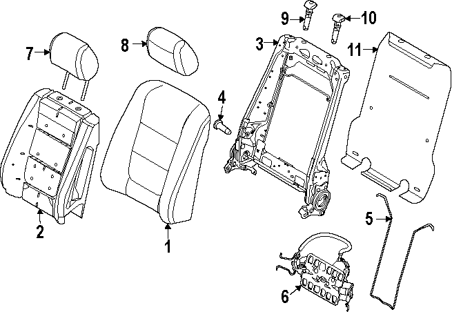 Diagram SEATS & TRACKS. FRONT SEAT COMPONENTS. for your 2014 Ford F-150 3.7L V6 LPG A/T 4WD XL Crew Cab Pickup Fleetside 