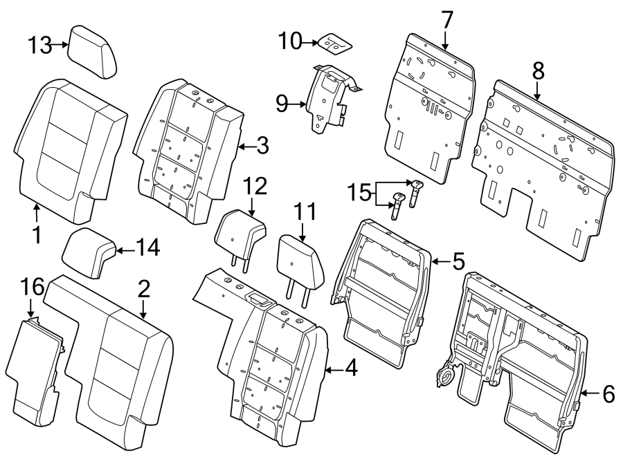 Diagram SEATS & TRACKS. SECOND ROW SEATS. for your Ford Police Interceptor Utility  