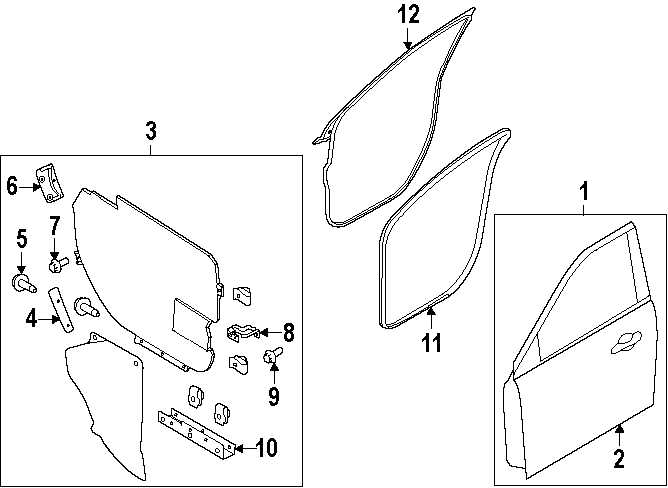 Diagram FRONT DOOR. DOOR & COMPONENTS. for your 2021 Ford F-150   