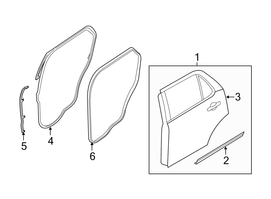 Diagram REAR DOOR. DOOR & COMPONENTS. for your 1997 Ford F-150 5.4L Triton V8 A/T RWD Base Standard Cab Pickup Stepside 