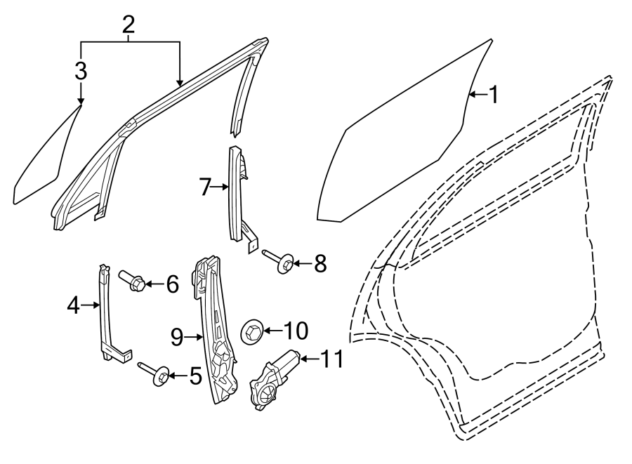 Diagram REAR DOOR. GLASS & HARDWARE. for your 1993 Ford F-150   