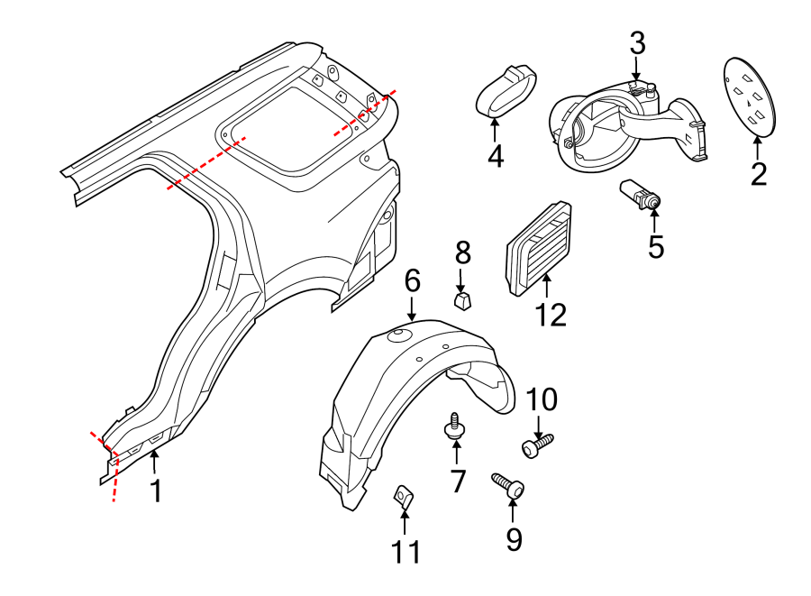 Diagram QUARTER PANEL & COMPONENTS. for your 2003 Ford Focus   