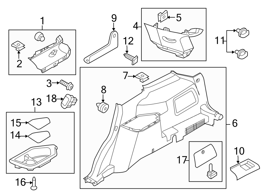 Diagram QUARTER PANEL. INTERIOR TRIM. for your 2008 Lincoln MKZ   