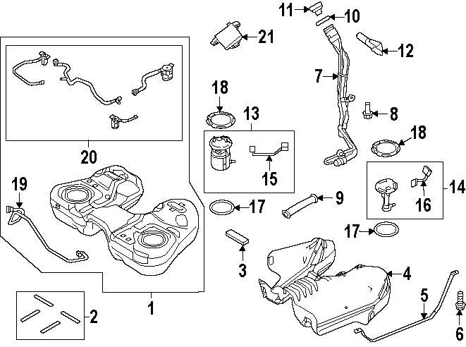 Diagram FUEL SYSTEM COMPONENTS. for your 2019 Lincoln MKZ Hybrid Sedan  