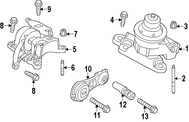 Diagram ENGINE / TRANSAXLE. ENGINE & TRANS MOUNTING. for your Ford