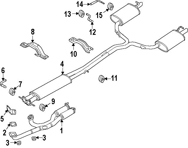 Diagram EXHAUST SYSTEM. EXHAUST COMPONENTS. for your 2019 Ford F-150 5.0L V8 FLEX A/T RWD XLT Standard Cab Pickup Fleetside 