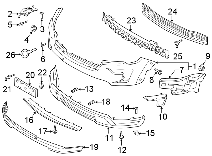 Diagram FRONT BUMPER. BUMPER & COMPONENTS. for your 2017 Lincoln MKZ Select Sedan 3.0L EcoBoost V6 A/T AWD 